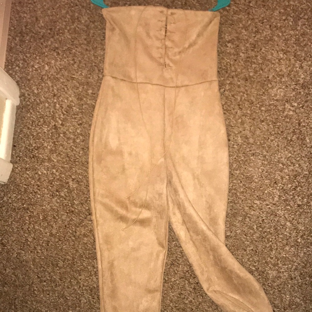 Tan suede jumpsuit